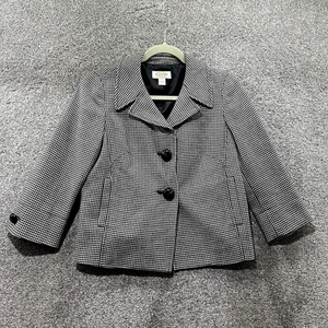 Giacca blazer vintage Talbots 4P pied de poule 3 bottoni tacca bavero ufficio carriera - Foto 1 di 12
