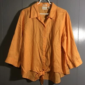 Chicos 100 % Leinen eisenfreies Shirt Größe 3 orange pfirsichfarben Damen - Bild 1 von 7