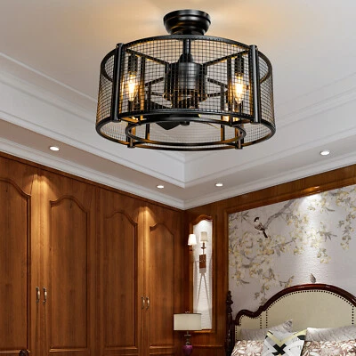 20” Caged Bladeless Ceiling Fan w/ Remote Control & Light Reversible Motor - Image 1 of 4