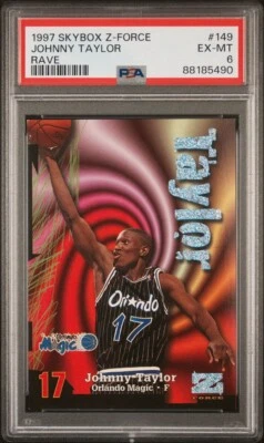 1997-98 Skybox Z-Force Rave #149 Johnny Taylor RC Orlando Magic /399 PSA 6 - Image 1 of 3