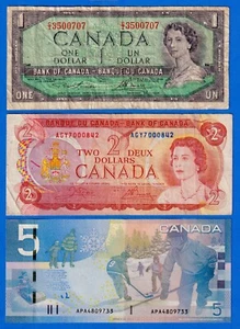 Canada  Mix Lot ( 1954  to 2006) - 3 Circulated Notes  ML#163 - Picture 1 of 2