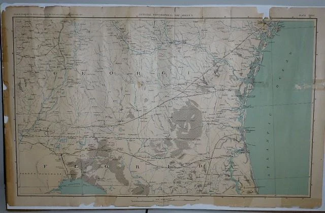 Original Official Civil War Atlas-29x18" Georgia/Florida-Savannah-St Augustine - Image 1 of 1