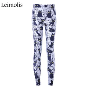 WOMEN'S 3 D PRINTED NIGHT BLACK CAT GOTHIC PLUS SIZE SPORT LEGGINGS STREET WEAR - Picture 1 of 7