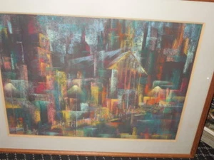 Künstlerin, Emilie Atlee, Modernistin 50er Pastell, betitelt, Sunday Night - Bild 1 von 7