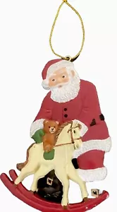 AGC INC Hand painted SANTA With Rocking Horse And Teddy Bear Ornament(CB1983) - Picture 1 of 5