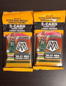 2020-21 Panini Mosaic Basketball Cello Pack x 2 Ball Edwards Haliburton Maxey - Picture 1 of 4
