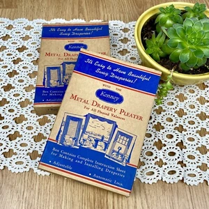 Vintage Pleated Drapery Curtains Drapes Hardware Pleater Kit 1950s 2 Pairs - Picture 1 of 8