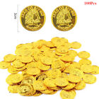 100Pcs/bag Gold Fake Coins Shining Pirates Plastic Coin Party Currency Toy Ga!WR