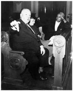 ALFRED HITCHCOCK and others 8x10 candid still while filming I CONFESS -- j066 - Picture 1 of 1