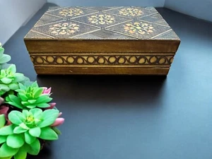 Vintage Hand Carved Poland Wooden Trinket Box - Picture 1 of 6