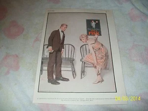 ANTIQUE PRINT,LADY LEANING ON FISK TIRE SIGN OF BOY,CANDLE,TIRE-GET A FISK 1926 - Bild 1 von 3