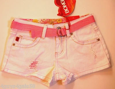 Pantalones cortos de mezclilla con cinturón rosa claro BONGO talla 12 desgastados para niñas Foto 1 de 2
