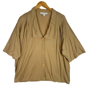 Semplice Sport Bluse Damen M hellbraun 100% Baumwolle Made in Hong Kong Vintage Top - Bild 1 von 10