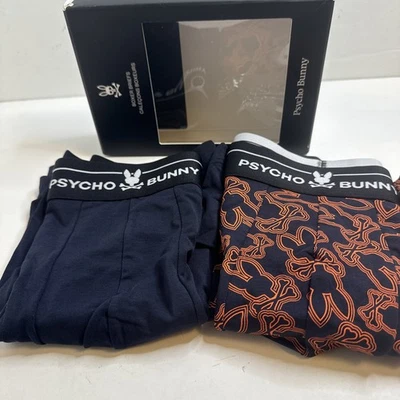 Paquete de 2 calzoncillos boxer Psycho Bunny para hombre pequeños azul marino algodón Bunny Pima Foto 1 de 4