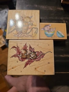 Lote de 3 sellos flotantes envolventes ligeros Stampabilities House Mouse montaje en madera - Imagen 1 de 1
