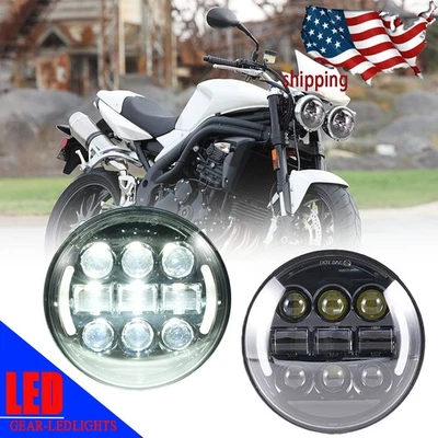 适用于 Triumph Speed/Street Triple Thunderbird Rocket3 黑色 5.75 英寸 LED 车头灯 x2 — 第 1/4 张图片