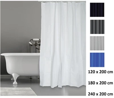 MSV Duschvorhang Vorhang 120/180/240 Weiss, Schwarz, Grau Anti-Schimmel Textil - Bild 1 von 2