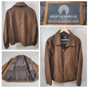 Weatherproof Classic Jacket Men's Large Brown Faux Suede Full Zip Casual Outdoor - Picture 1 of 21