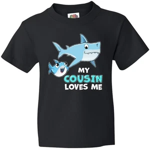 Inktastic My Cousin Loves Me With Cute Sharks Youth T-Shirt Cousins Fish Swim - Picture 1 of 11
