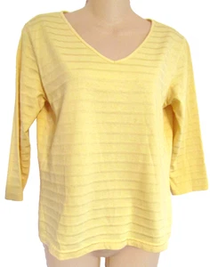 WMN TALBOTS PETITES GELB BAUMWOLLMISCHUNG 3/4-ÄRMEL Oberteil T-Shirt GEFÜTTERT P/S - Bild 1 von 11