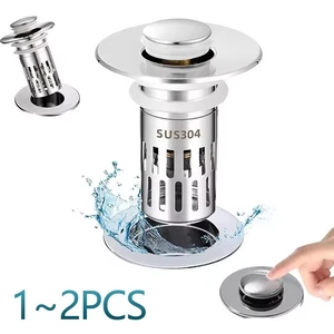 Universal Bathroom Sink Stopper Drain Filter Wash Basin Core Bounce Pop Up Plug - Picture 1 of 18