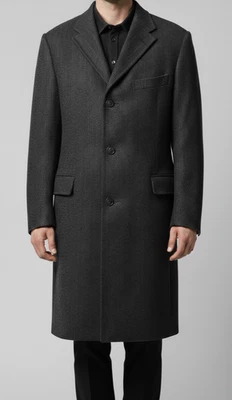 Abrigo Corneliani Italia Hombre Abrigo Largo Lana Espiga Gris Carbón Talla 56R Foto 1 de 4