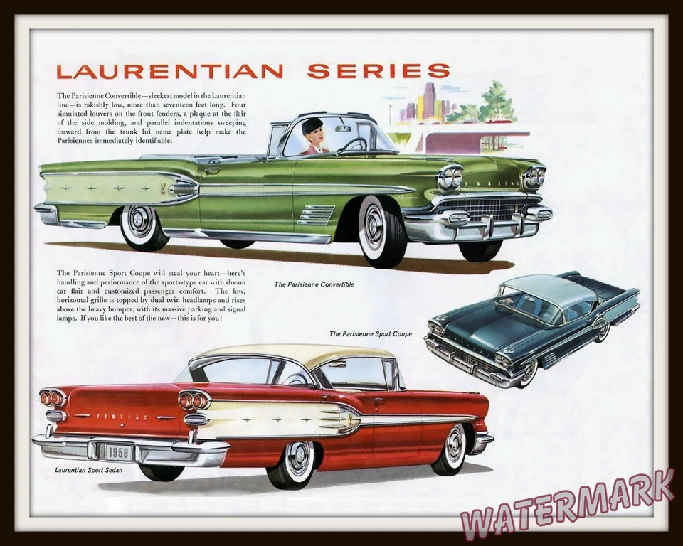 Wall Art Reproduction 1958 Pontiac Laurentian Series Dealer Brochure Page  8x10 - Image 1 of 1