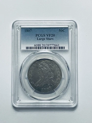 1807 Capped Bust Half Dollar Large Stars PCGS VF20 Cover