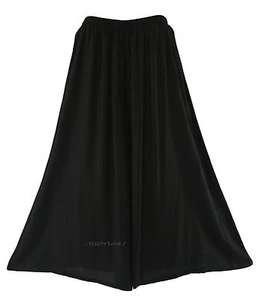 BeautyBatik Black Women Palazzo Wide Leg Flare Pants Trouser Plus Size 3X 24 - Picture 1 of 2