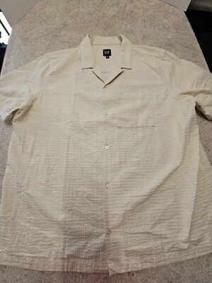 Мужская однотонная белая сорочка с коротким рукавом Gap размер XXL - Изображение 1 из 4