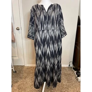 Maxi Vestido Bordado Manga Campana 3/4 Azul Inspirado en BOHO Pure Jill Elements - Imagen 1 de 8