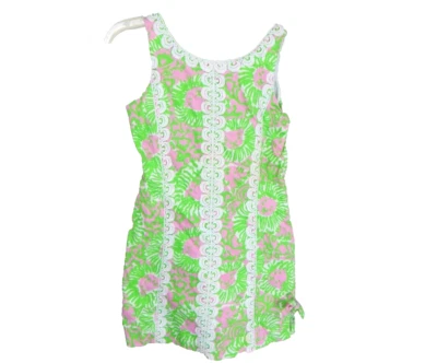 Vestido Lilly Pulitzer Niñas 10 Little Delia Encaje Ribete Sunnyside Leones Usado en Excelente Condición Foto 1 de 4