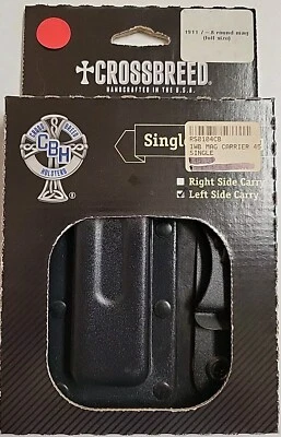 PORTADOR DE CARGADOR CROSSBREED ÚNICO IWB cuero negro y Kydex 1911 7-8 cargador redondo Foto 1 de 4