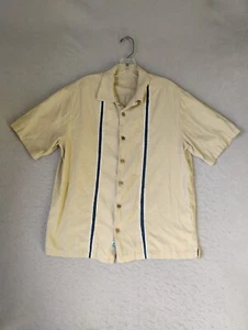 Camicia uomo caraibica media marrone misto seta manica corta colletto bottoni - Foto 1 di 9