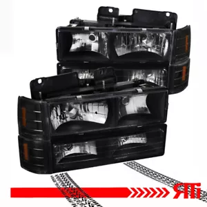 For GMC Sierra 2WD 4X4 1500/2500/3500 Headlights +Turn Signal+ Corners Black 8pc - Picture 1 of 3