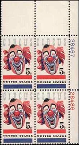 US Scott # 1309, American Circus, Plate Block of (4) 1966 5¢ Stamps, MNH - Picture 1 of 1