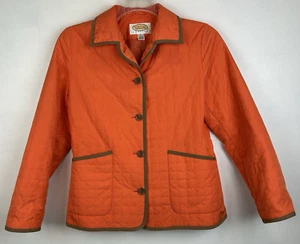 Talbots Petites Jacket Womans S Quilted Orange Lightweight Collar Button Pockets - Picture 1 of 9