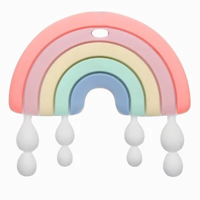 Mordedor de bebé dentición arco iris juguetes para bebés, juguete infantil sin BPA para 0-24 montes Foto 1 de 4