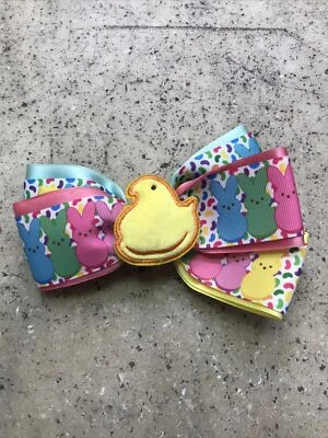 Handmade Hair Bows - Easter Chick Bunny Peeps - Cute! 6” Wide - Fast Shipping! - Image 1 of 4