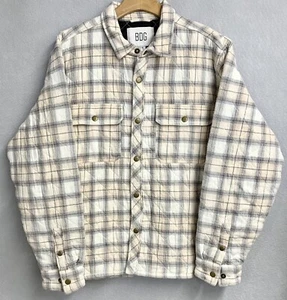 BDG Quilted Jacket White Black/Cream Plaid Mens Medium Full Snap Shacket - Picture 1 of 9