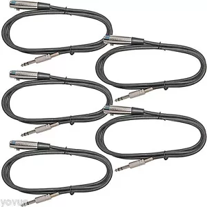5 PACK 6 ft foot 3 pin XLR female to 1/4 TRS 6.3mm balanced mic microphone cable - Picture 1 of 1
