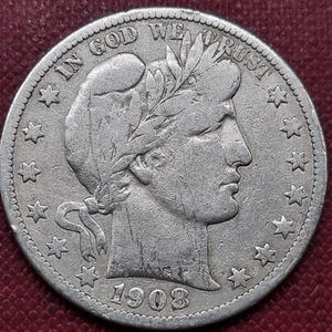 1908 S Barber Half Dollar 50c Circulated F Details #69945 - Picture 1 of 2