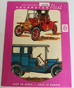 Calcomanías vintage Meyercord transferencias decorativas 1910 Cadillac Ford - Imagen 1 de 5