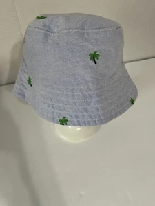 Janie and Jack 2T- 3 Baby Boy Blue Chambray palm tree embroidered Bucket Sun Hat - Picture 1 of 7