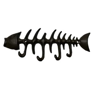 Rustic Coastal Fishing Cast Iron Fish Bone Wall Hook - Picture 1 of 4