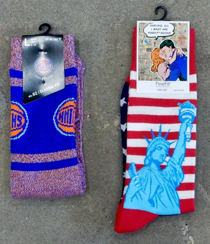 2 Pack NBA New York Knicks Socks Jersey Varsity Statue of Liberty Blue Orange RJ Cover