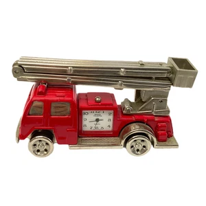 Miniature Red Fire Engine, Truck, With Clock, Japanese Movement