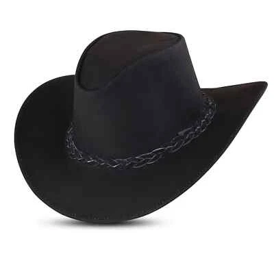 Genuine Calf Suede Leather Hats Western Cowboy Hat Cowboy Hat Men and Women - Image 1 of 4