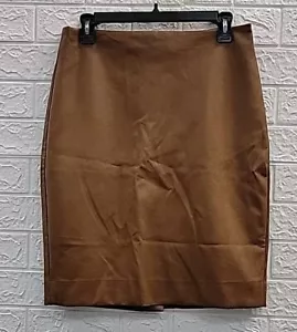 New J.Crew Faux Leather Pencil Skirt Brown Size 8 - Picture 1 of 4