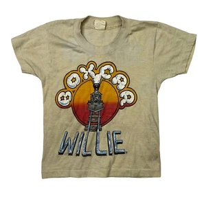 Vintage 80s Boxcar Willie Graphic T-Shirt Railroad Trains Beige Tan Youth 6/8 - Picture 1 of 6